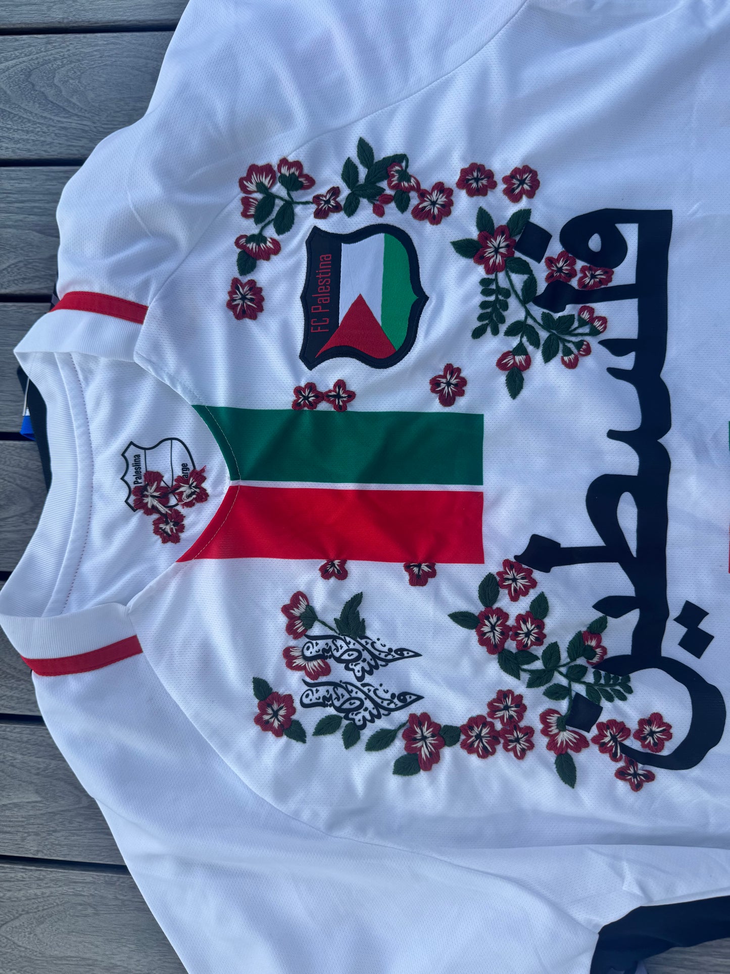 Palestine football soccer jersey custom embroidery flowers