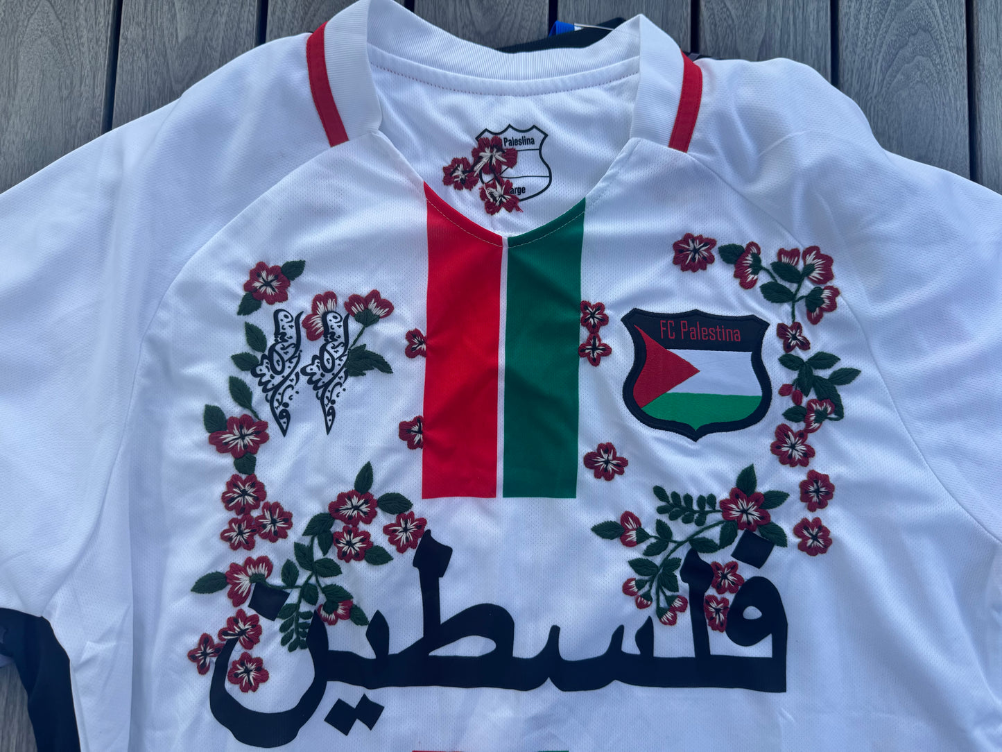 Palestine football soccer jersey custom embroidery flowers