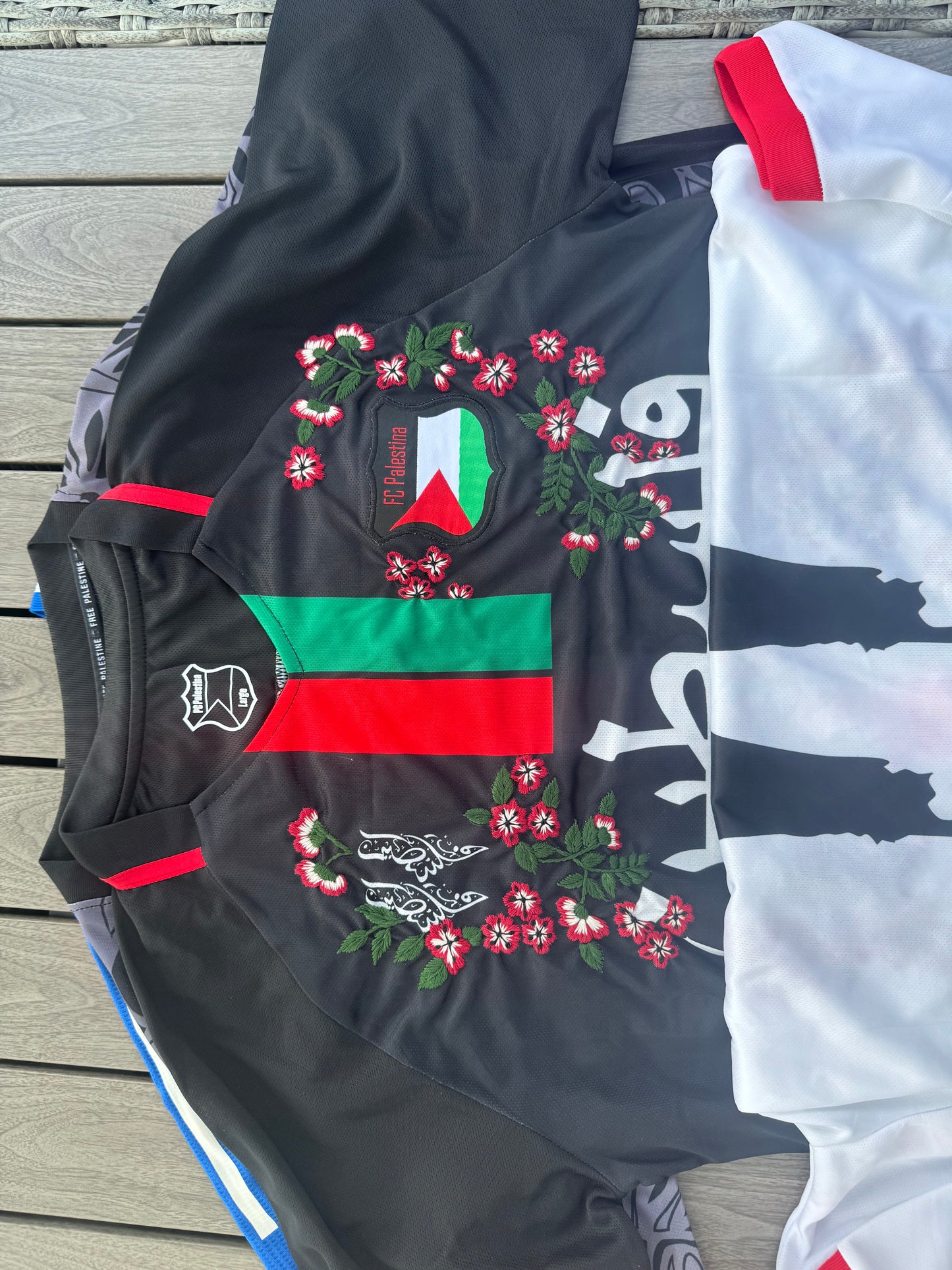 Palestine football soccer jersey custom embroidery flowers