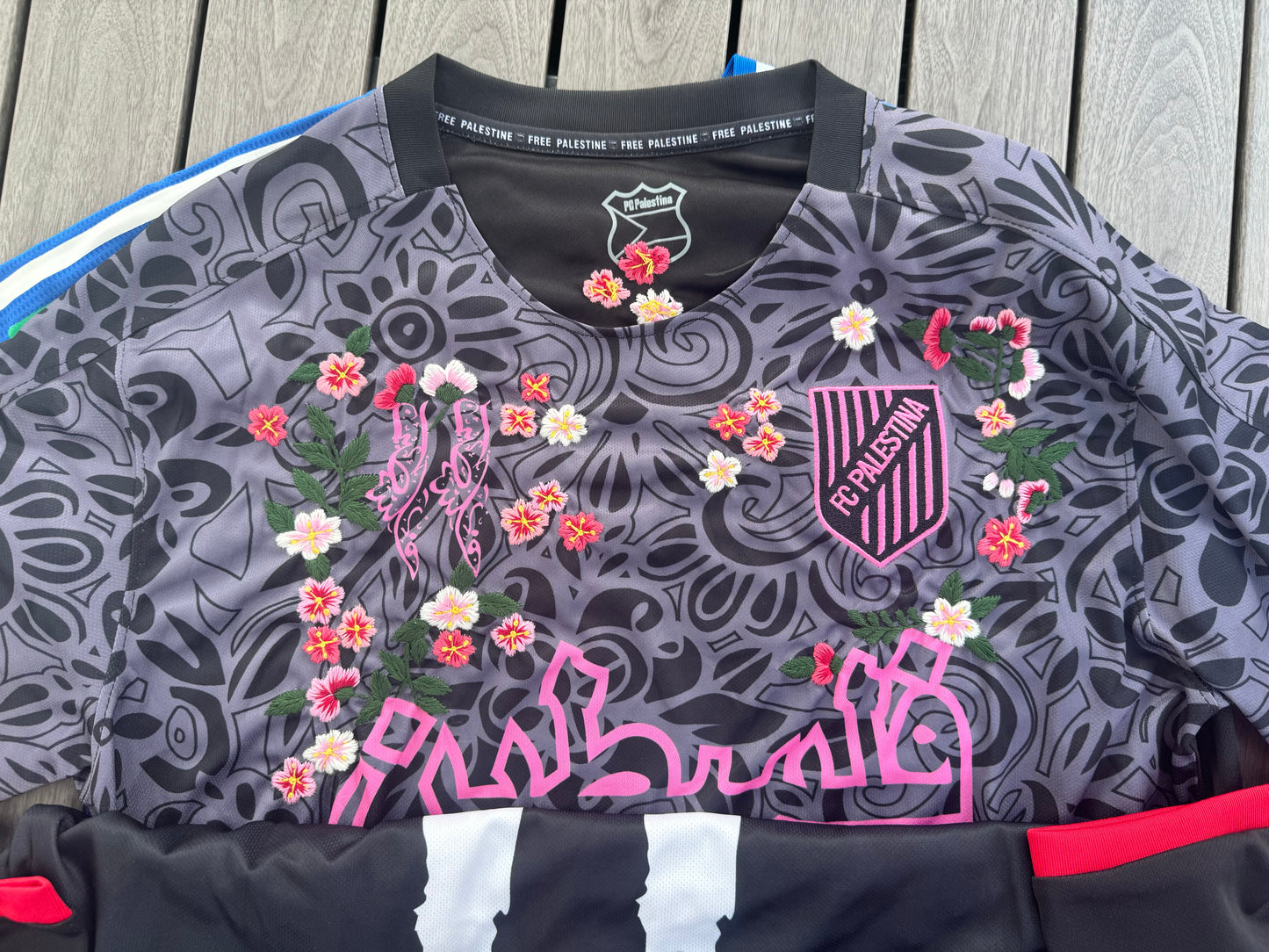 Palestine football soccer jersey custom embroidery flowers