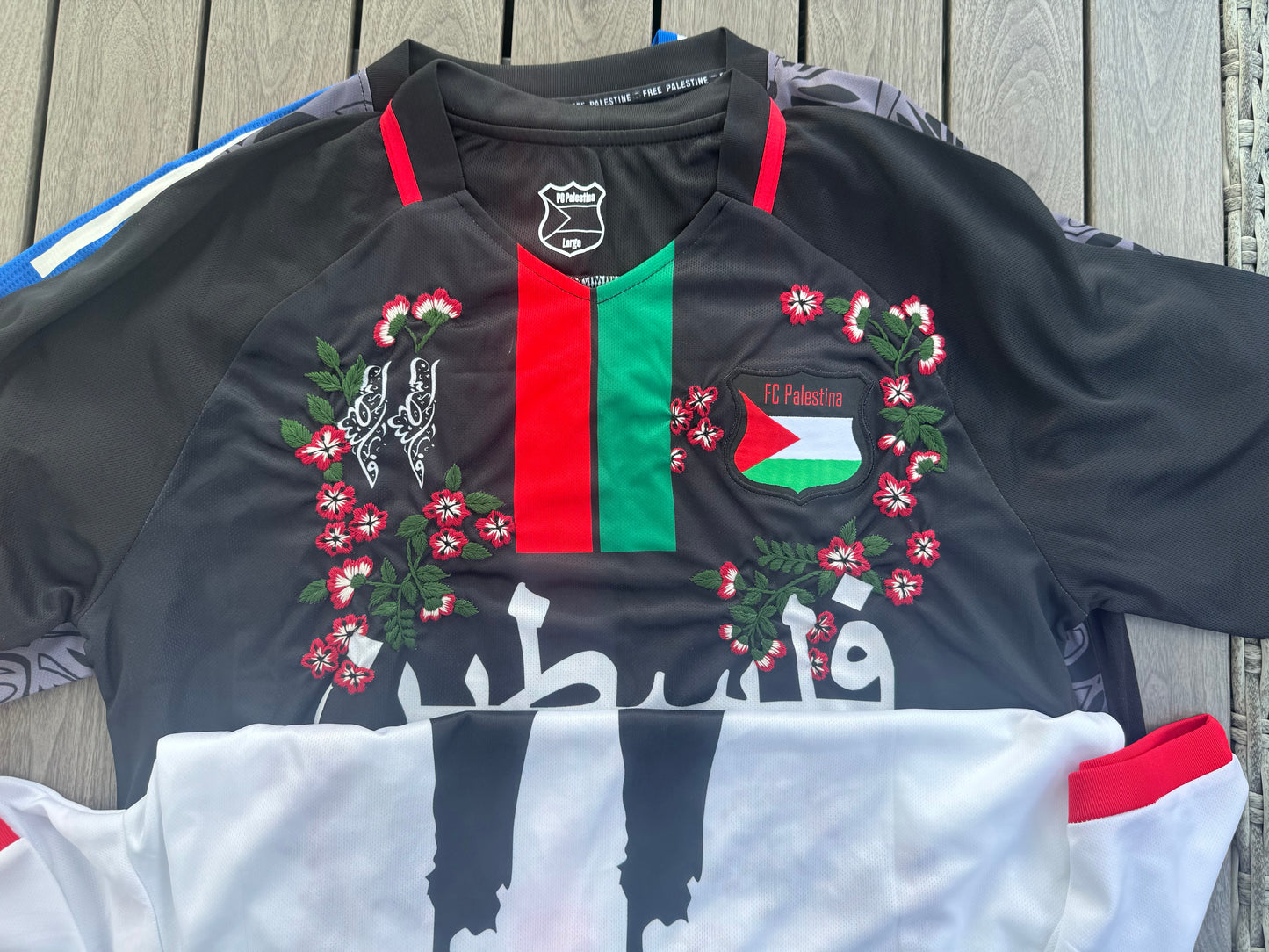 Palestine football soccer jersey custom embroidery flowers