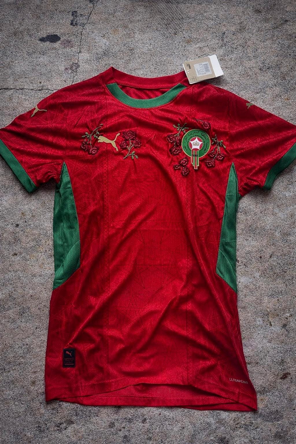 Morocco Football Jersey – Hand Stitched Custom Floral Embroidery