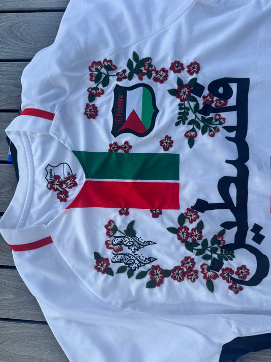 Palestine football soccer jersey custom embroidery flowers