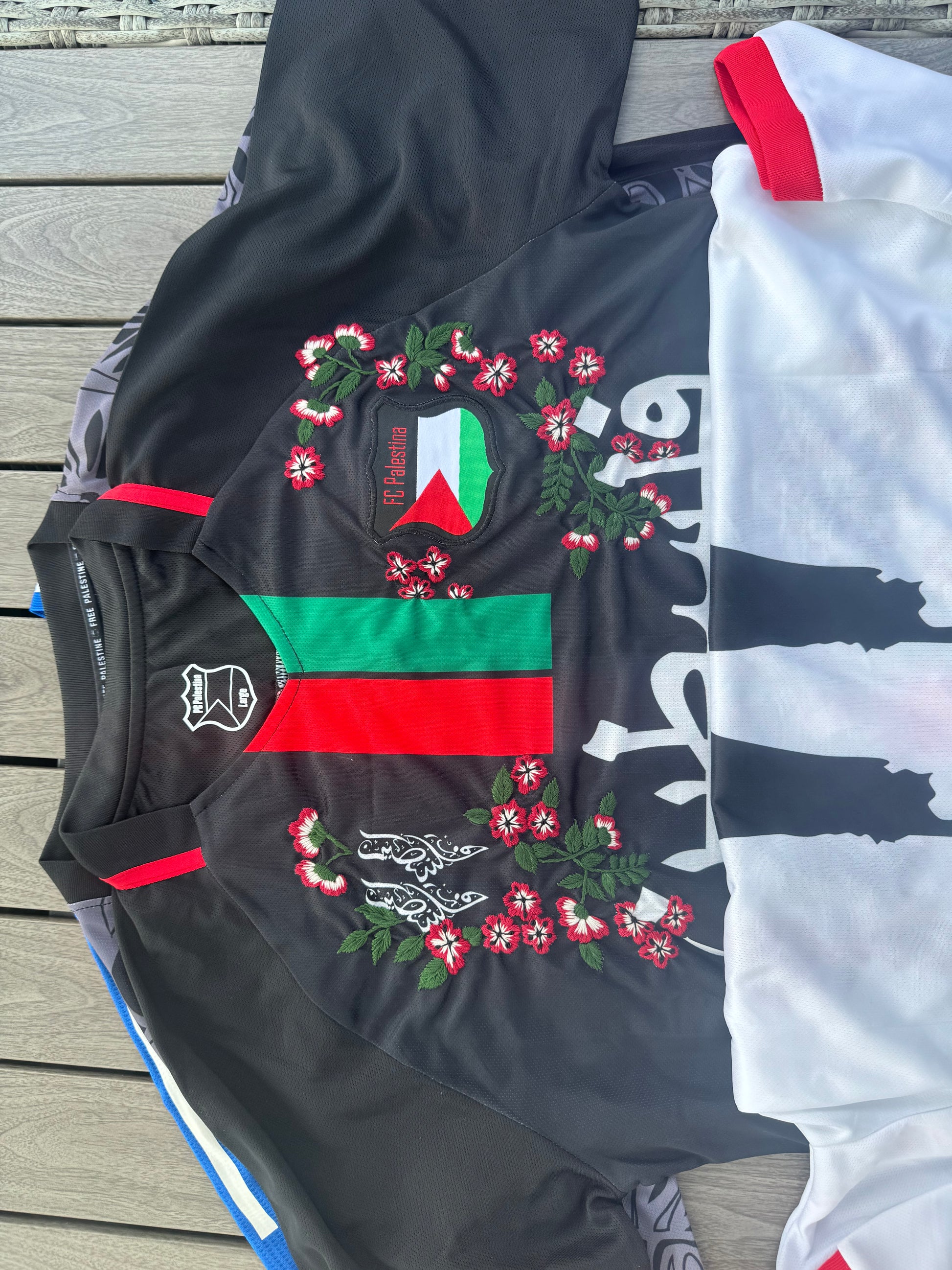 Palestine football soccer jersey custom embroidery flowers