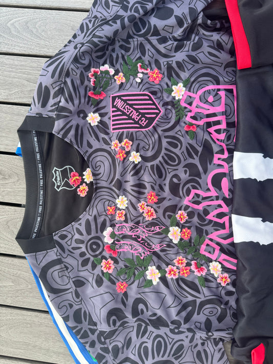 Palestine football soccer jersey custom embroidery flowers