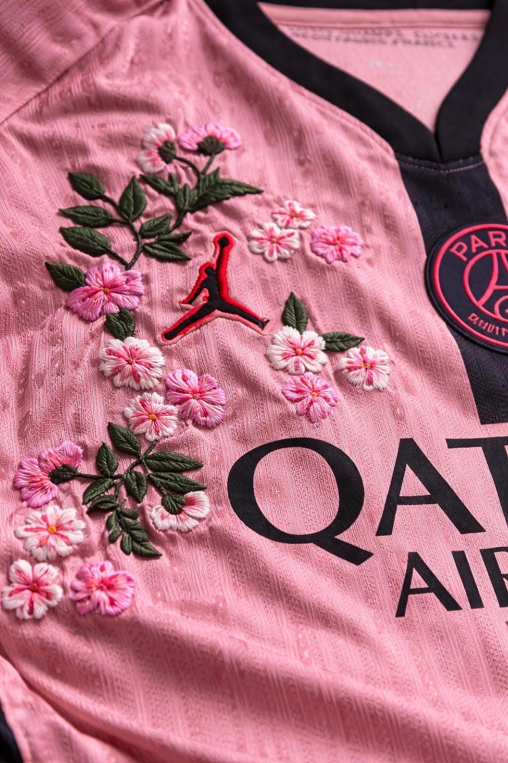 PSG x Jordan Pink Football Jersey – Hand Stitched Custom Cherry Blossom  Embroidery