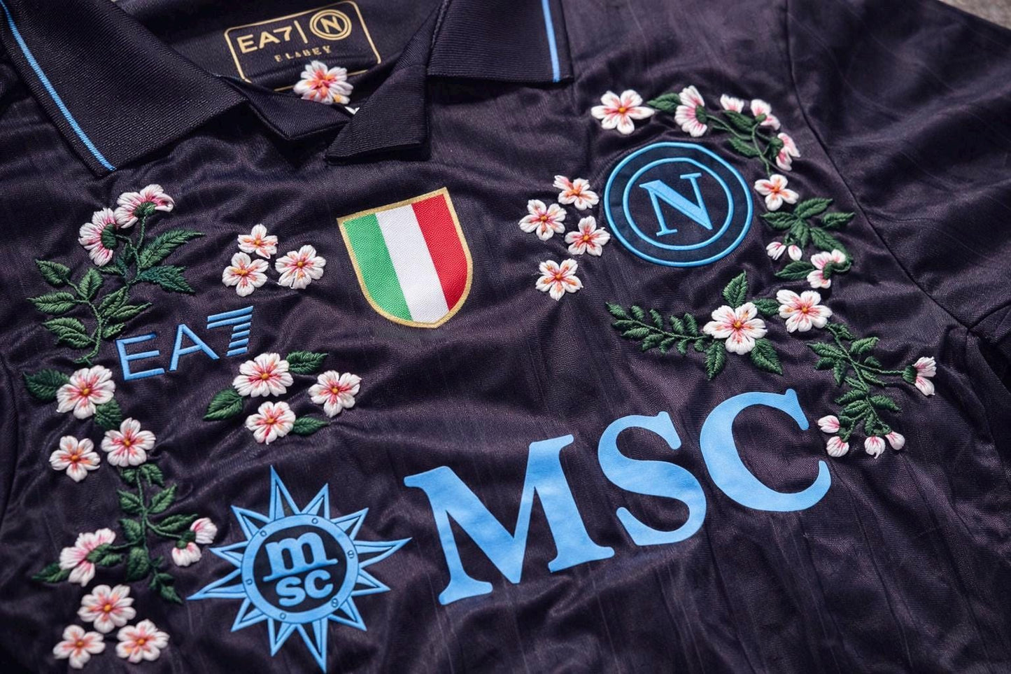 SSC Napoli kit (EA7 era) Football Jersey Custom Floral Embroidery
