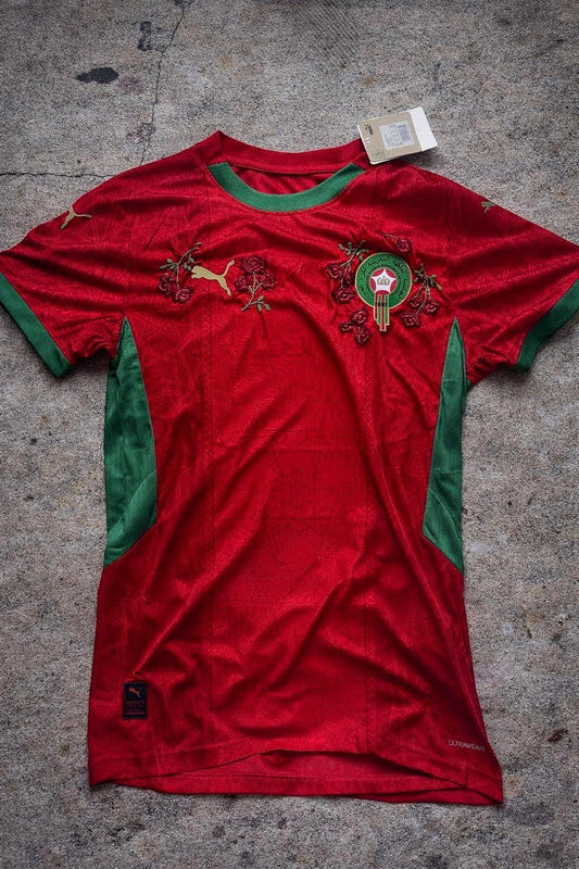 Morocco Football Jersey – Hand Stitched Custom Floral Embroidery