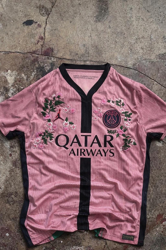 PSG x Jordan Pink Football Jersey – Hand Stitched Custom Cherry Blossom  Embroidery