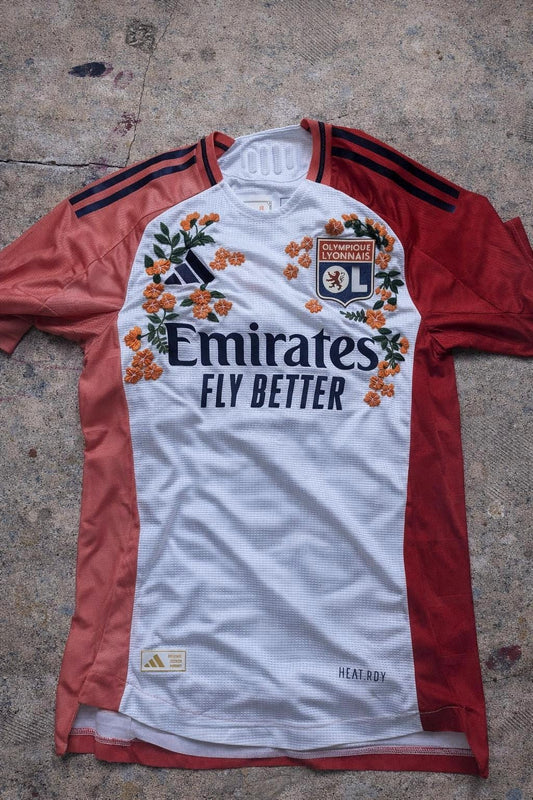 Olympique Lyonnais Lyon Football Jersey – Hand Stitched Custom Floral Embroidery