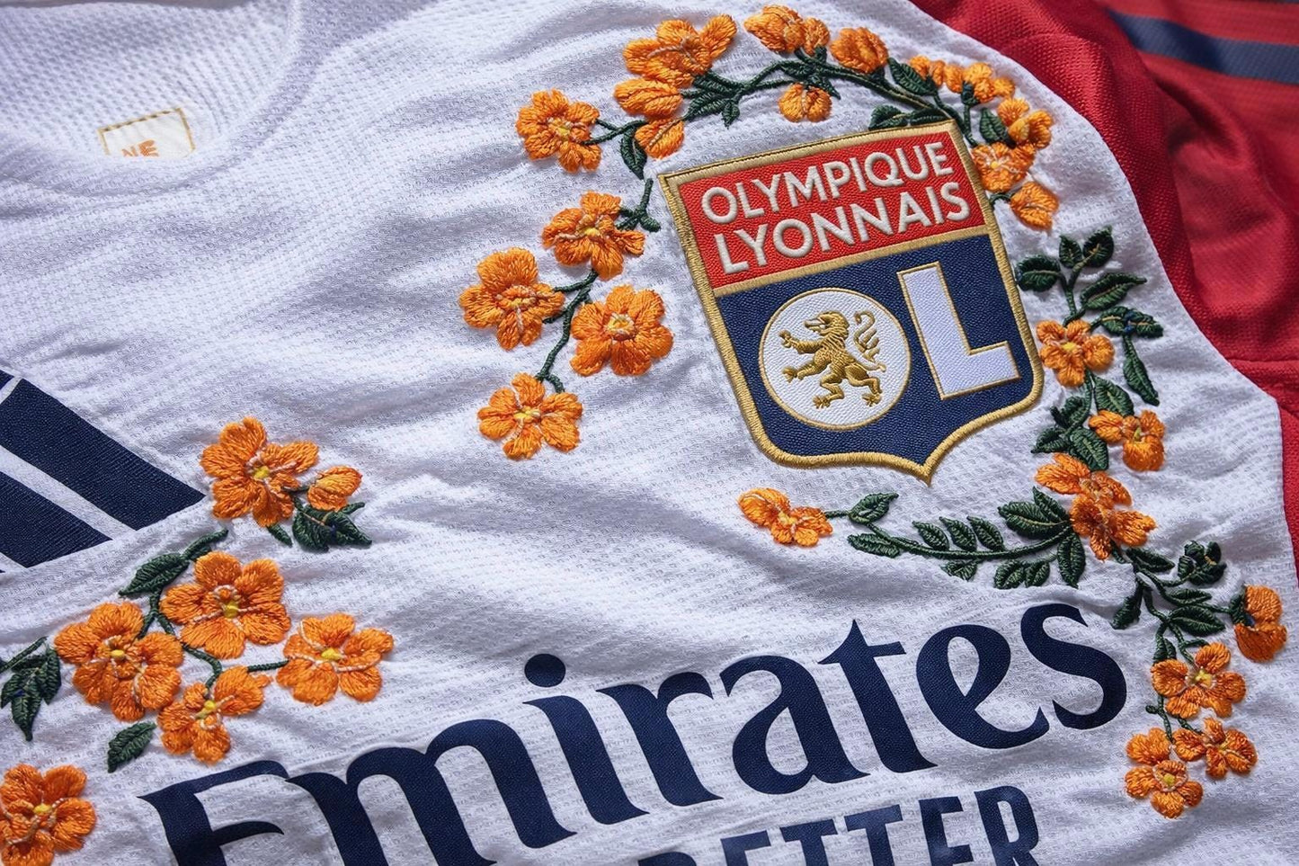 Olympique Lyonnais Lyon Football Jersey – Hand Stitched Custom Floral Embroidery